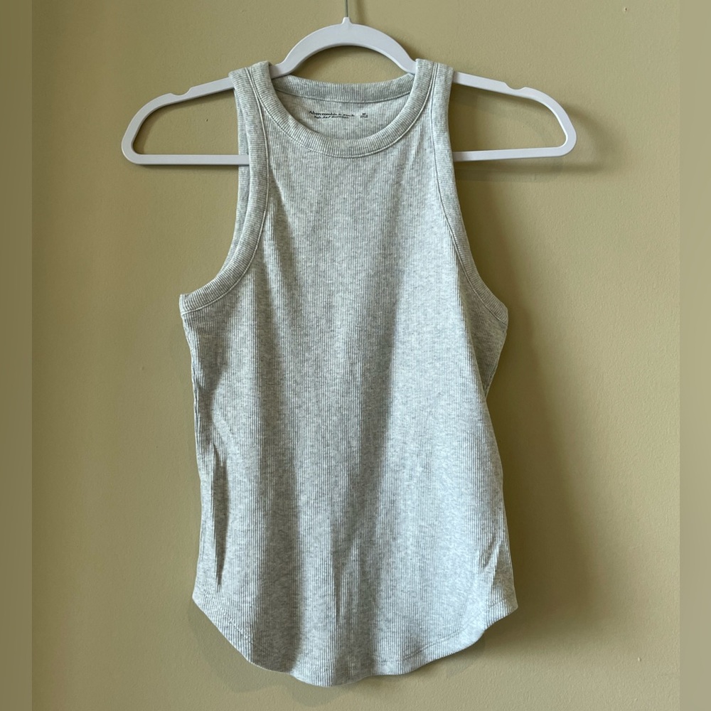 Abercrombie & Fitch Soft A&F Essentials Ribbed Tank Top Light Gray Medium